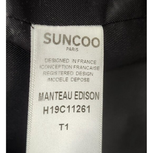 SUNCOO Paris Manteau Edison Coat Jacket T1 Women Black White Tweed Wool Blend - Picture 11 of 16